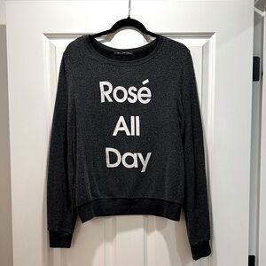 Wildfox Rosé All Day Baggy Beach Jumper Sweatshirt, Grey, Size Small